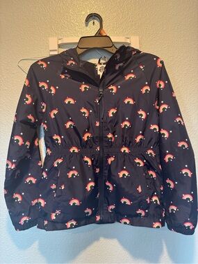 Luc Gap Kids xl (size 10) Rainbow Hooded light Jacket - Navy